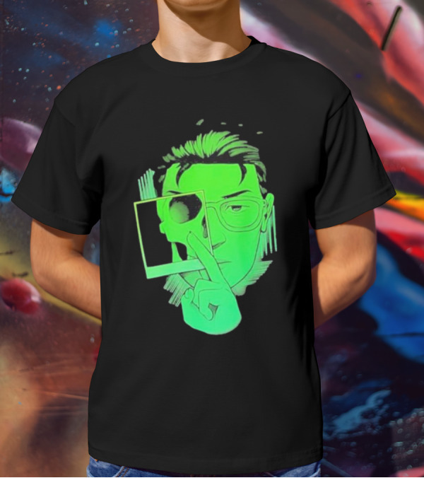 Skull Polaroid Green Neon Portrait Framerate T-Shirt