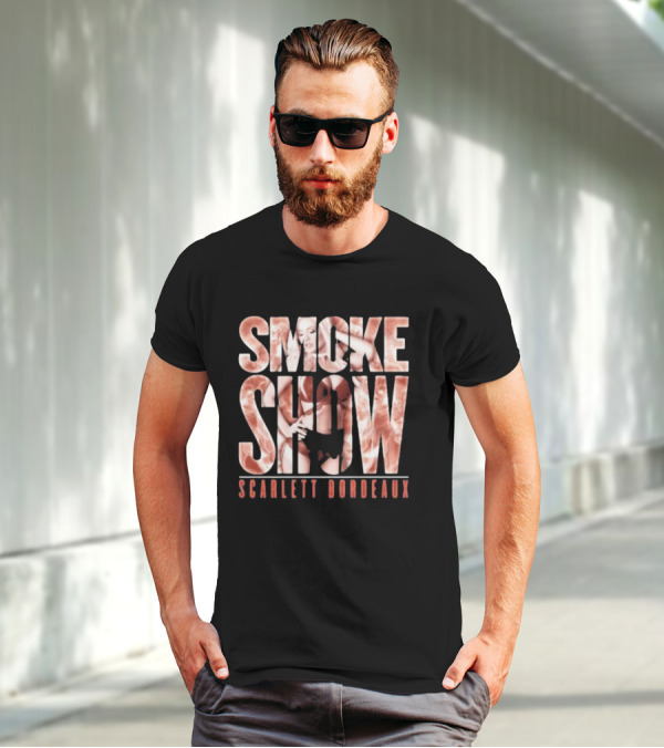 SMOKE SHOW SCARLETT BORDEAUX Text And Image Combination T-Shirt