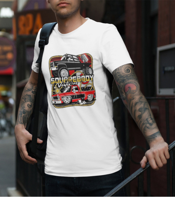 Squarebody Nation Pick Up Trucks And Cowboys Icons T-Shirt