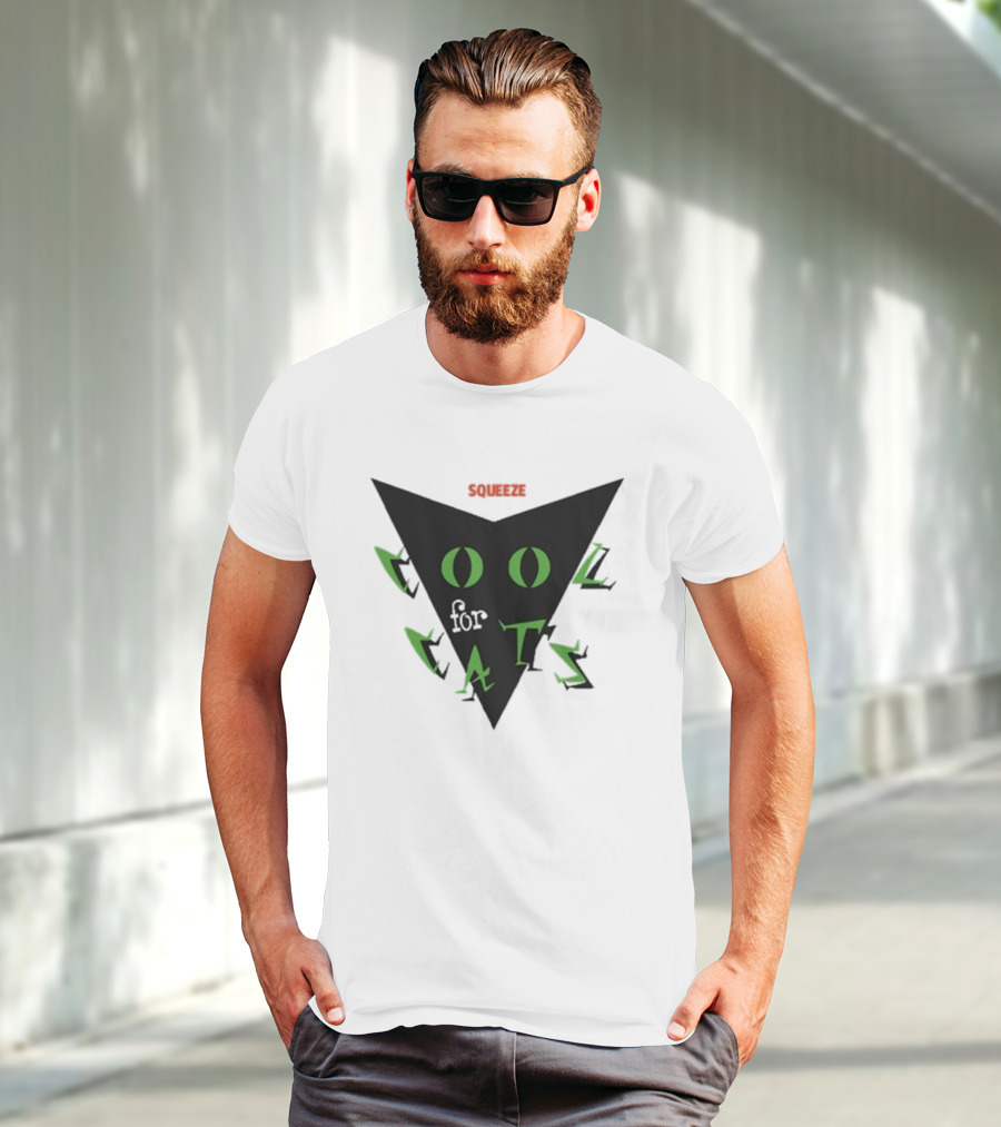 Squeeze Cool For Cats Black Green Eyes Triangle T-Shirt