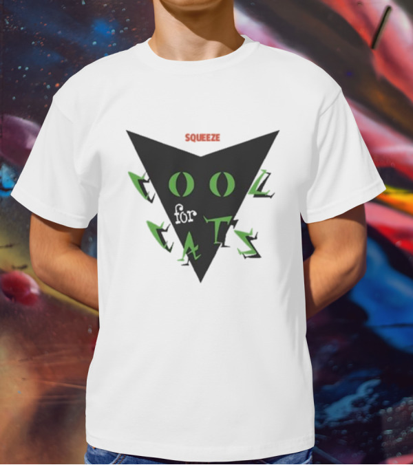 Squeeze Cool For Cats Black Green Eyes Triangle T-Shirt