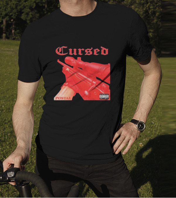 Cursed Postal Rifle Record Text Explicit Content T-Shirt