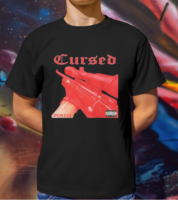 Cursed Postal Rifle Record Text Explicit Content T-Shirt