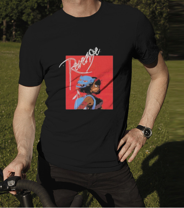 Revenge Warrior With Blue Mask And Bold Typography T-Shirt