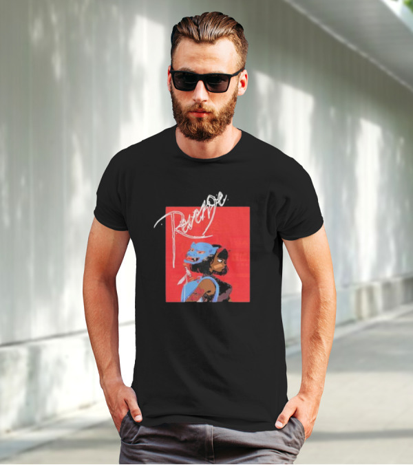 Revenge Warrior With Blue Mask And Bold Typography T-Shirt