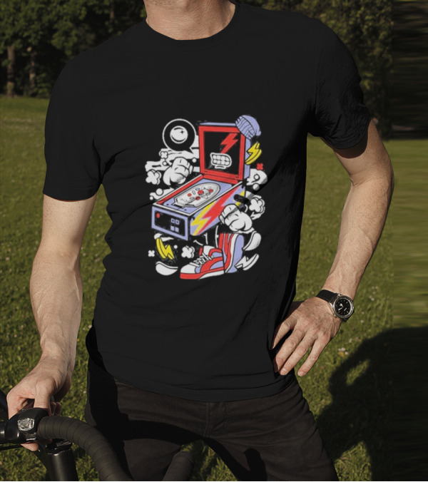 Stern Pinball Lightning Bolt Cartoon Sneakers T-Shirt
