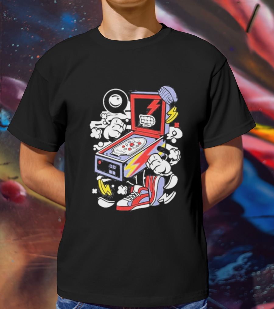 Stern Pinball Lightning Bolt Cartoon Sneakers T-Shirt