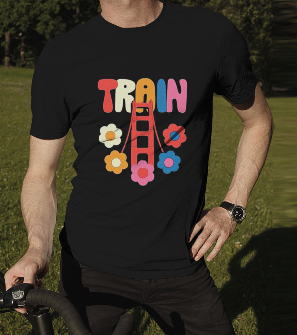Train Golden Bridge Flowers T-Shirt