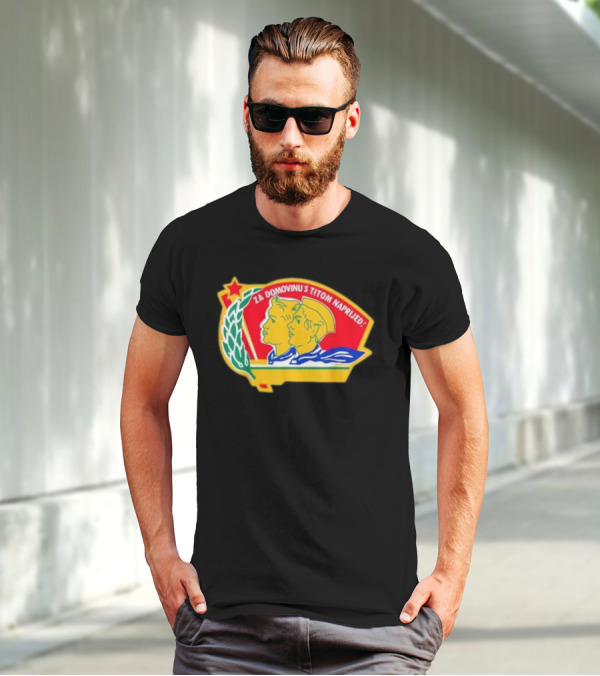 Za Domovinu S Titom Naprijed Red Star Laurel Wreath Emblem T-Shirt
