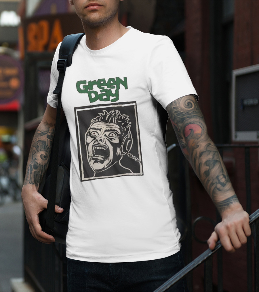 Rare Vintage Green Day Basket Case Iconic Screaming Face T-Shirt