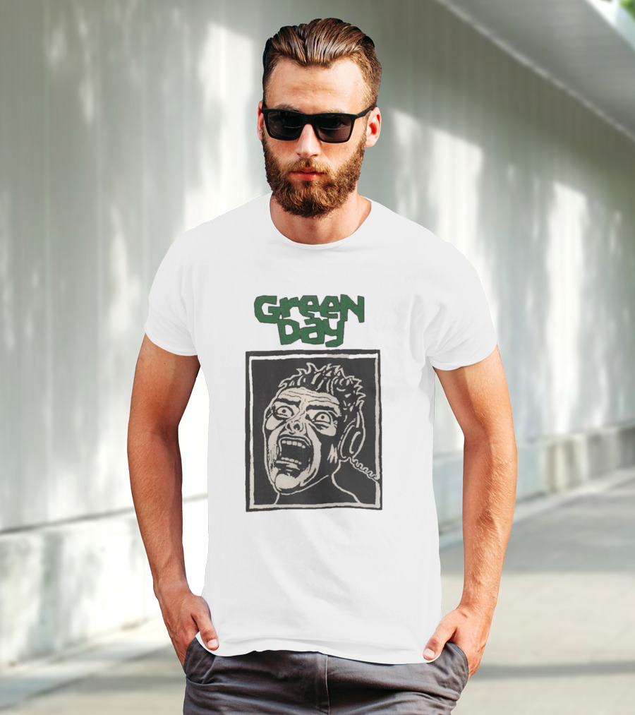 Rare Vintage Green Day Basket Case Iconic Screaming Face T-Shirt