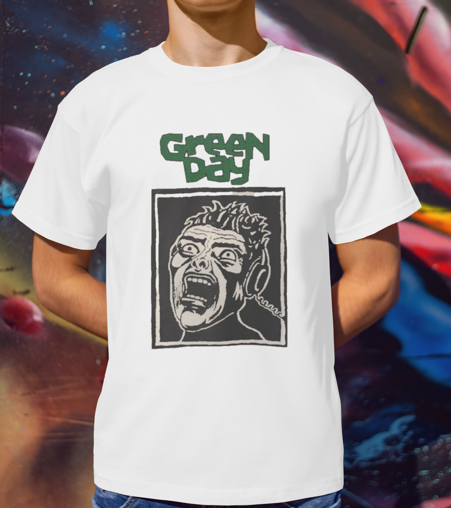 Rare Vintage Green Day Basket Case Iconic Screaming Face T-Shirt