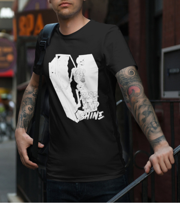 Rise And Shine Skeleton Emerging From Coffin T-Shirt