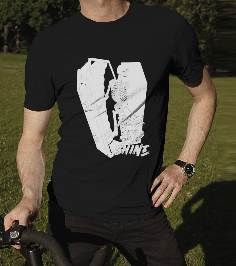 Rise And Shine Skeleton Emerging From Coffin T-Shirt