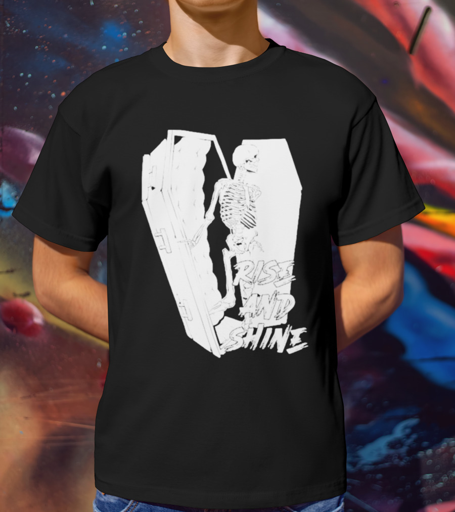 Rise And Shine Skeleton Emerging From Coffin T-Shirt