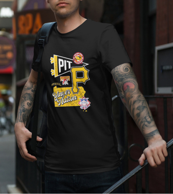 Pittsburgh Pirates PIT Logo Yinzer Nation Medical Firefighters Union T-Shirt