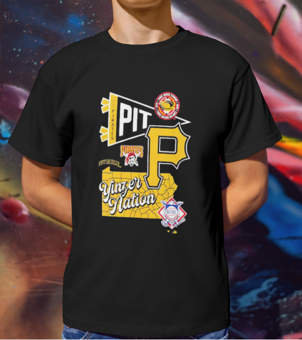 Pittsburgh Pirates PIT Logo Yinzer Nation Medical Firefighters Union T-Shirt