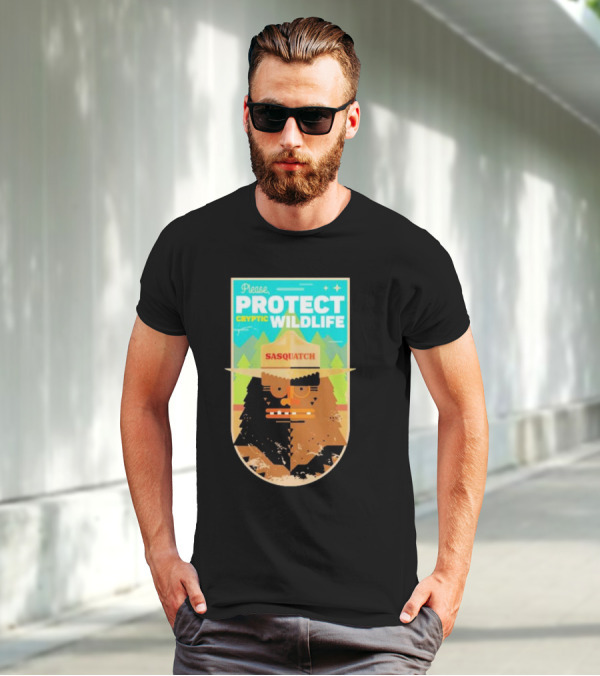 Please Protect Cryptic Wildlife Sasquatch T-Shirt