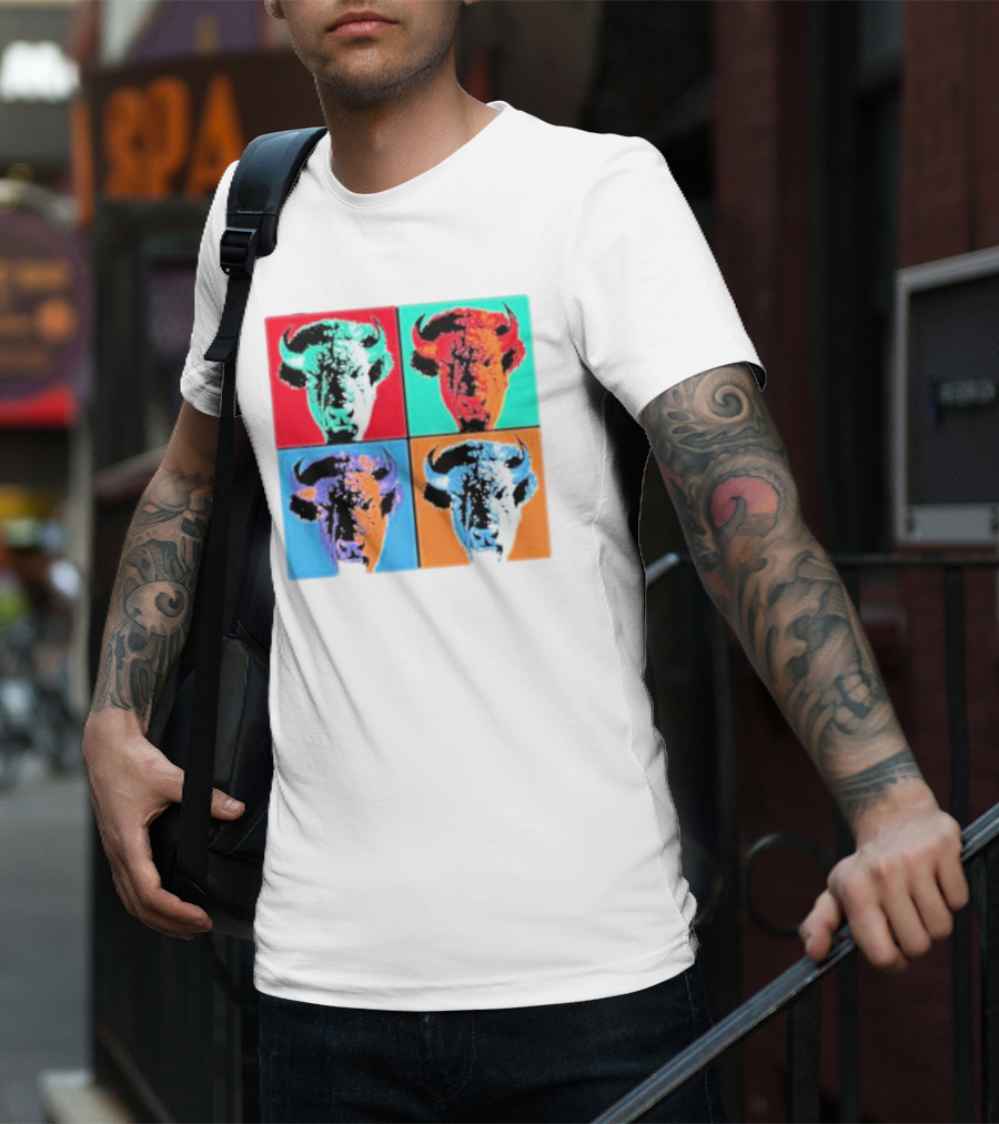Pop Art Buffalo Quadrant In Vibrant Colors T-Shirt