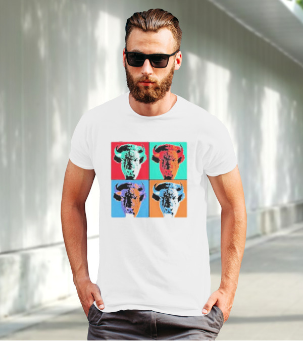 Pop Art Buffalo Quadrant In Vibrant Colors T-Shirt