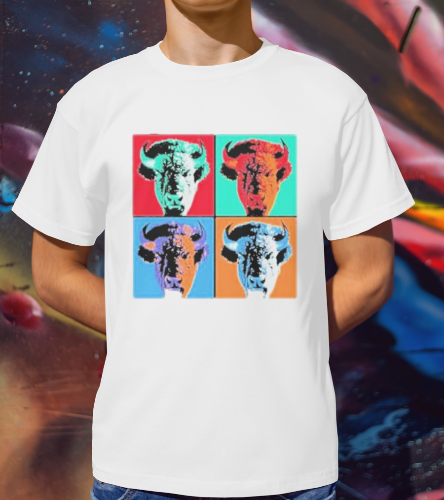 Pop Art Buffalo Quadrant In Vibrant Colors T-Shirt