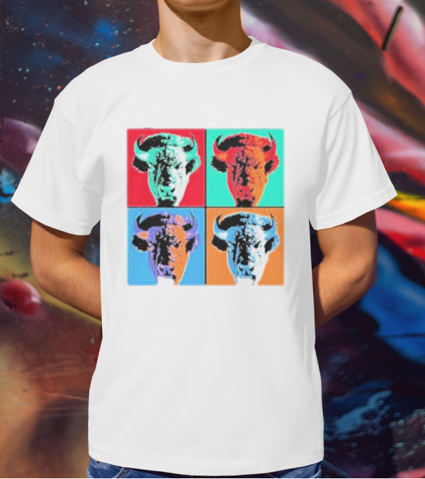 Pop Art Buffalo Quadrant In Vibrant Colors T-Shirt
