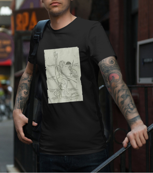 Sage Sri Lanka Stilt Fisherman Drawing T-Shirt