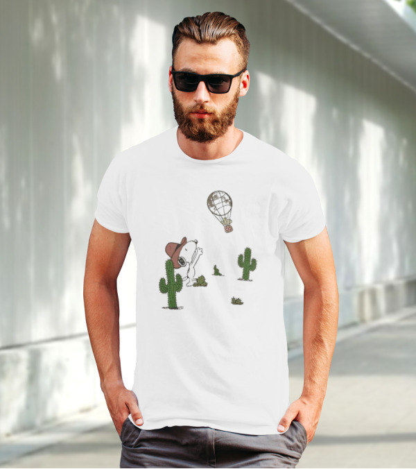 Peanuts Snoopy Woodstock Cactus Western Cowboy Balloon Women's T-Shirt