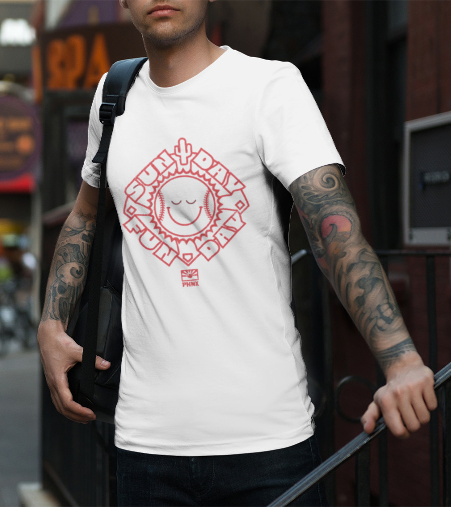 Phnx Sun Day Fun Day Baseball Happy Face Cactus T-Shirt