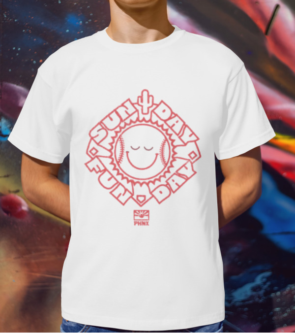 Phnx Sun Day Fun Day Baseball Happy Face Cactus T-Shirt