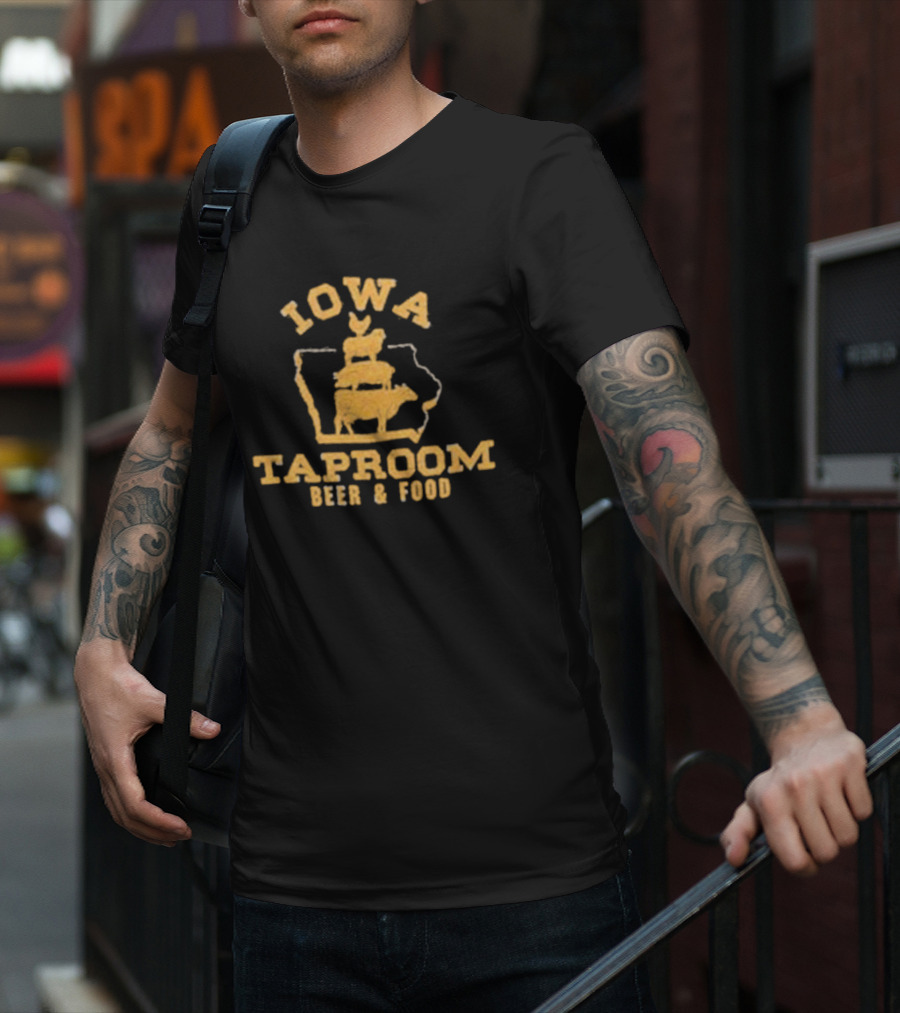 Iowa Taproom Beer And Food Farm Animals Stacked In Iowa Shape T-Shirt