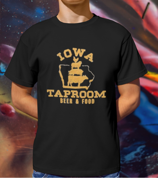 Iowa Taproom Beer And Food Farm Animals Stacked In Iowa Shape T-Shirt