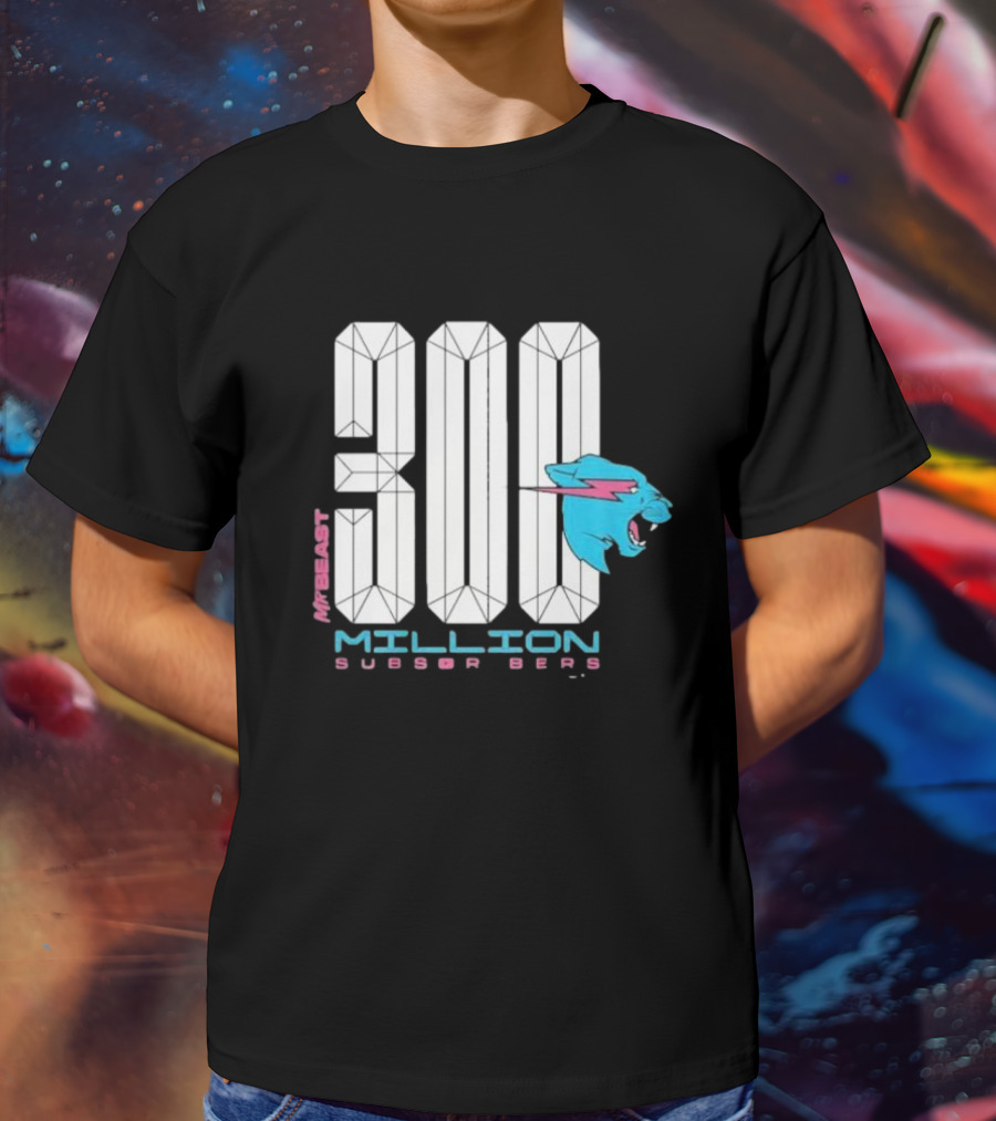 MrBeast 300 Million Subscribers Blue Panther T-Shirt