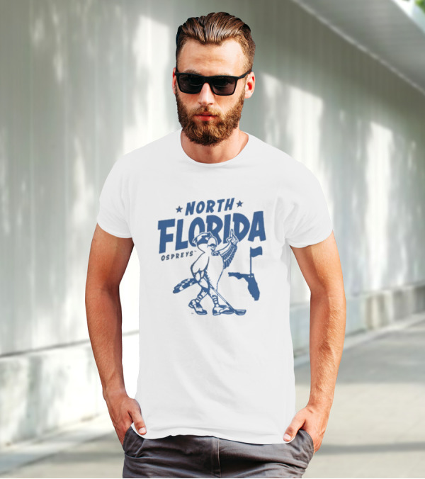 North Florida Ospreys Golfing Mascot Florida Map T-Shirt