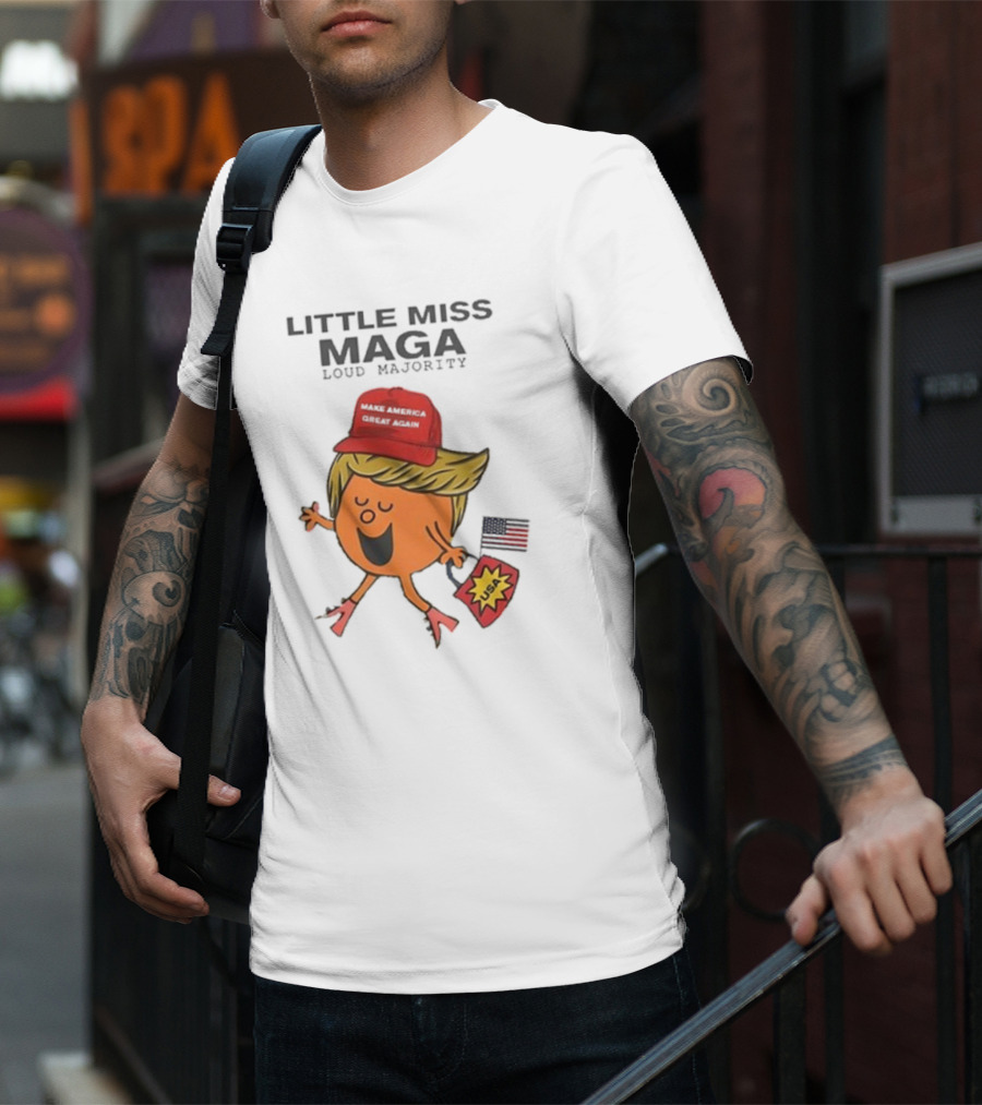 Little Miss Maga Make America Great Again Loud Majority USA Flag T-Shirt