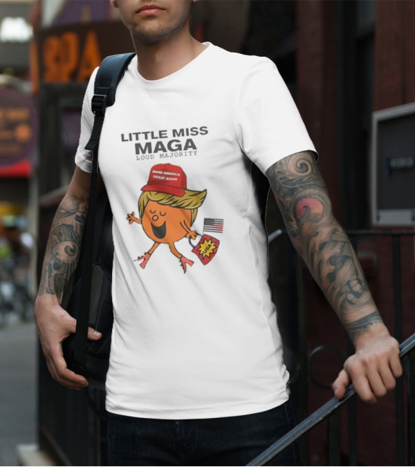 Little Miss Maga Make America Great Again Loud Majority USA Flag T-Shirt