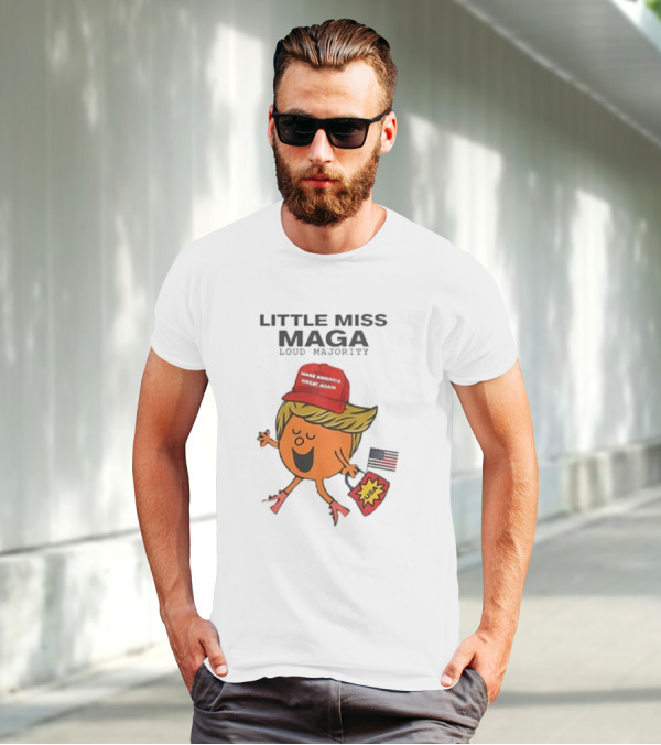 Little Miss Maga Make America Great Again Loud Majority USA Flag T-Shirt