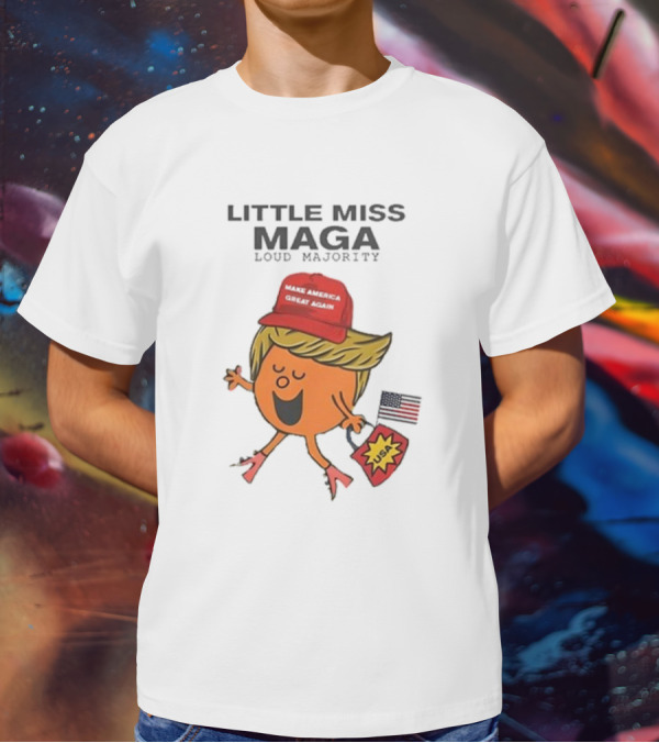 Little Miss Maga Make America Great Again Loud Majority USA Flag T-Shirt