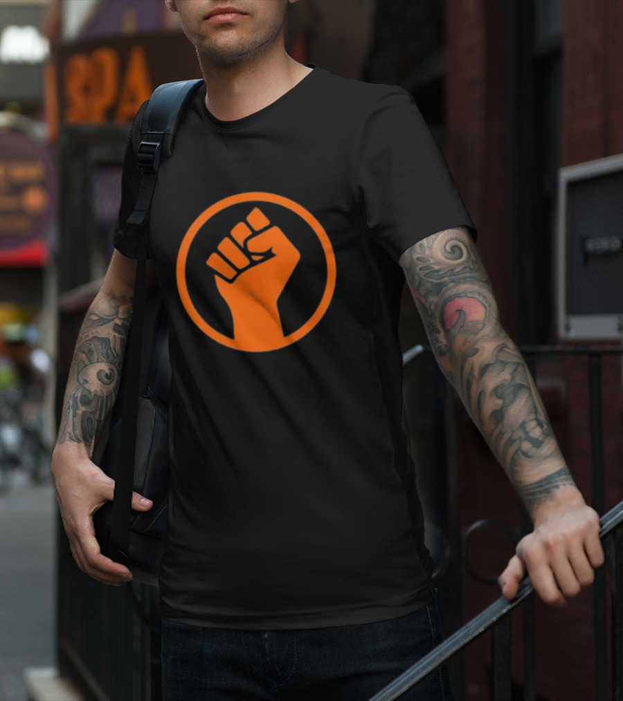 Mad Liberals Orange Fist Symbol In Circle T-Shirt