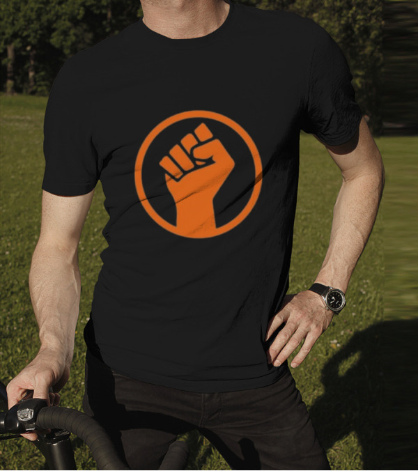 Mad Liberals Orange Fist Symbol In Circle T-Shirt