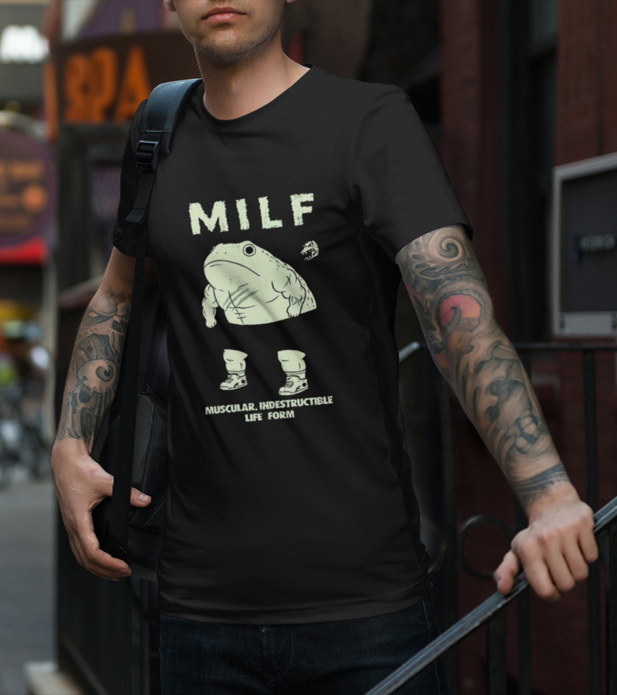 MILF Muscular Indestructible Life Form Frog With Sneakers T-Shirt