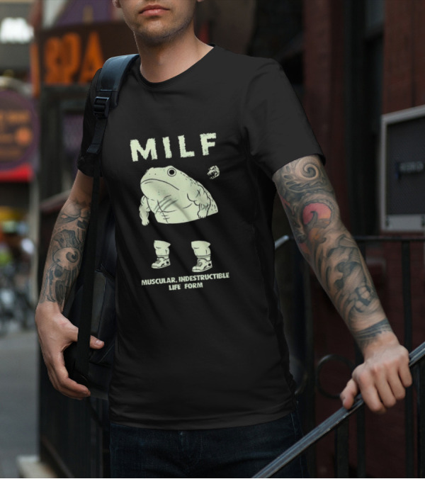 MILF Muscular Indestructible Life Form Frog With Sneakers T-Shirt