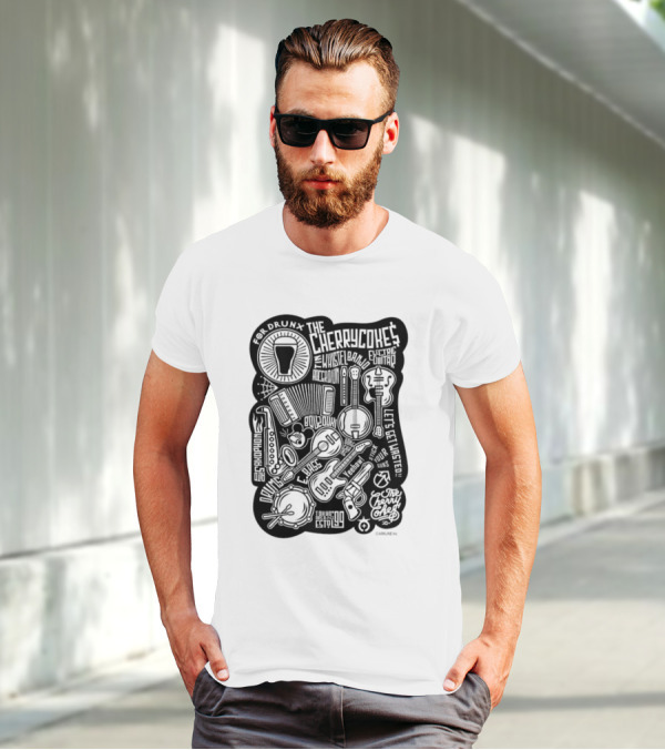 For Drunk The Cherry Cokes Electric Guitar Whistle Accordion Band Saxophone Drums Let's Get Wasted T-Shirt