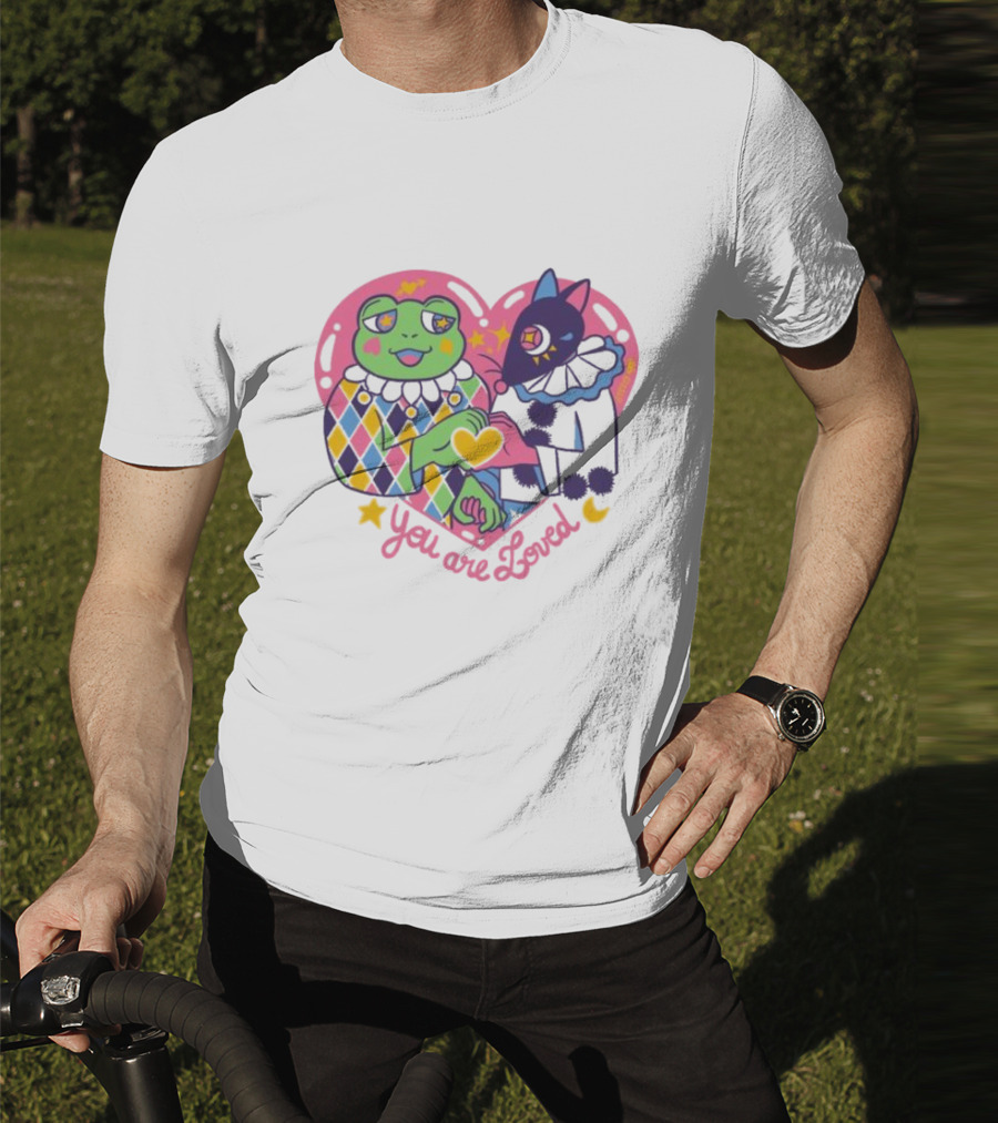 You Are Loved Harlequin X Pierrot Clown Heart Connection T-Shirt