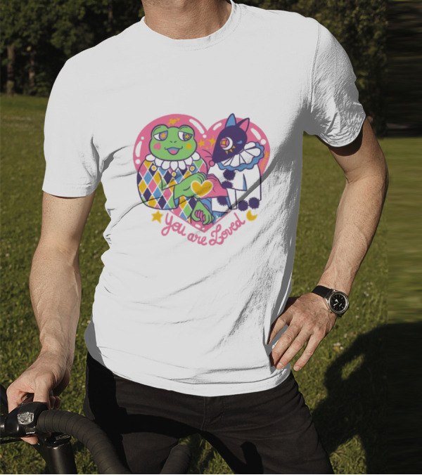 You Are Loved Harlequin X Pierrot Clown Heart Connection T-Shirt