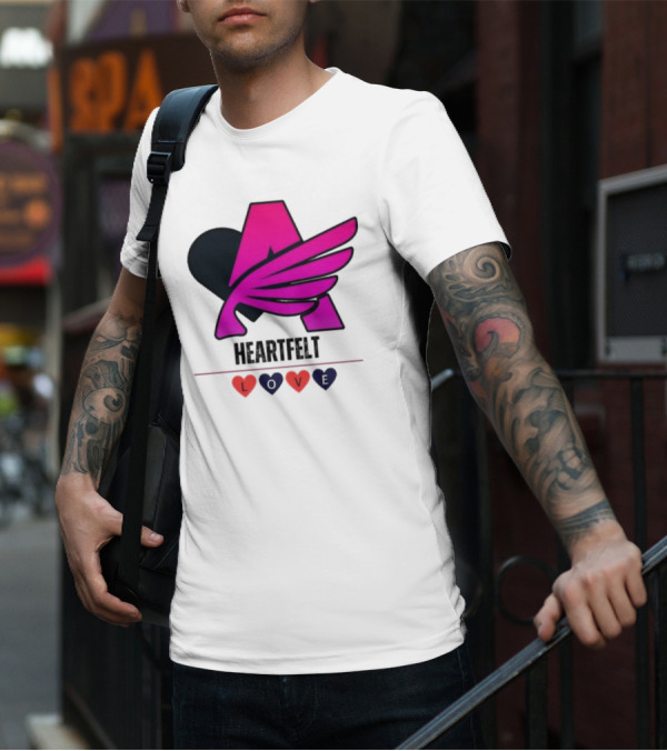 Heartfelt Love Pink Winged Heart T-Shirt
