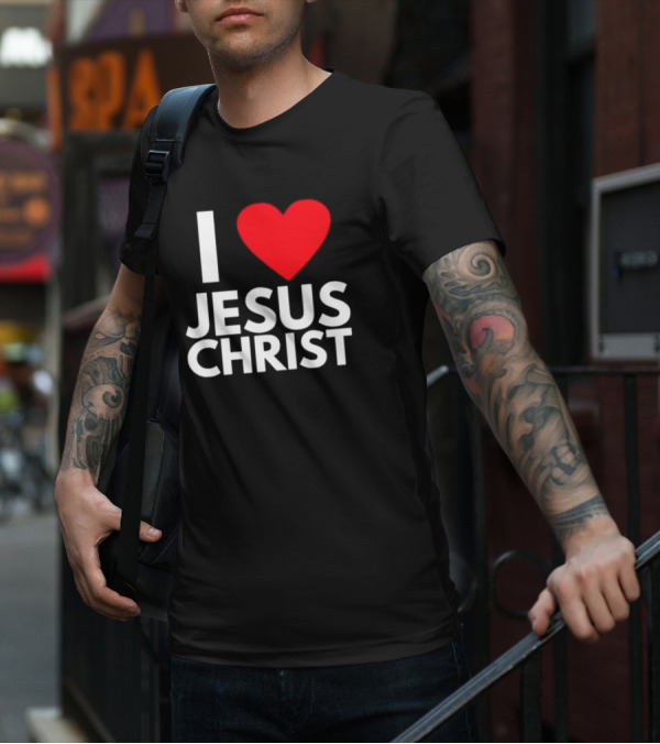 I Love Jesus Christ Christian Red Heart T-Shirt
