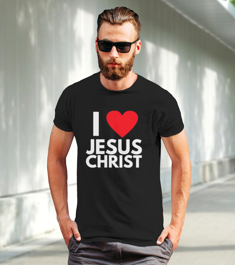I Love Jesus Christ Christian Red Heart T-Shirt