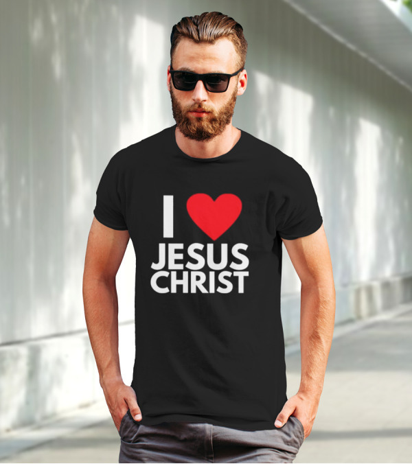 I Love Jesus Christ Christian Red Heart T-Shirt