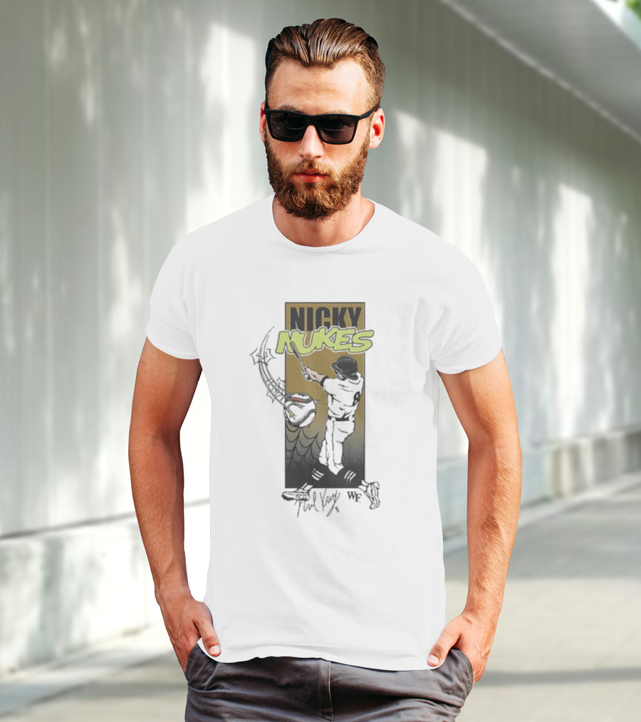 Nicky Nukes Baseball Player Batting With Spider T-Shirt